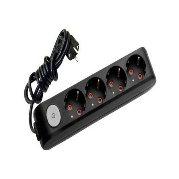 Multi-Let Siyah Dörtlü Grup Priz Anahtarlı Topraklı Kablolu Ç. K. 1 Mt