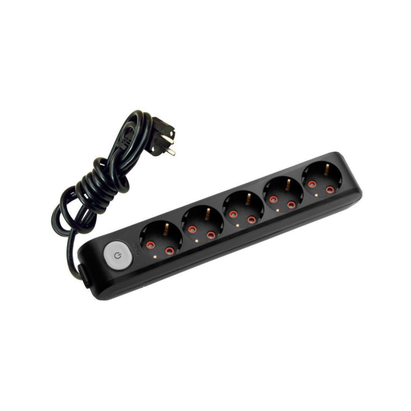 Multi-Let Siyah Beşli Grup Priz Anahtarlı Topraklı Kablolu Ç. K. 5 Mt