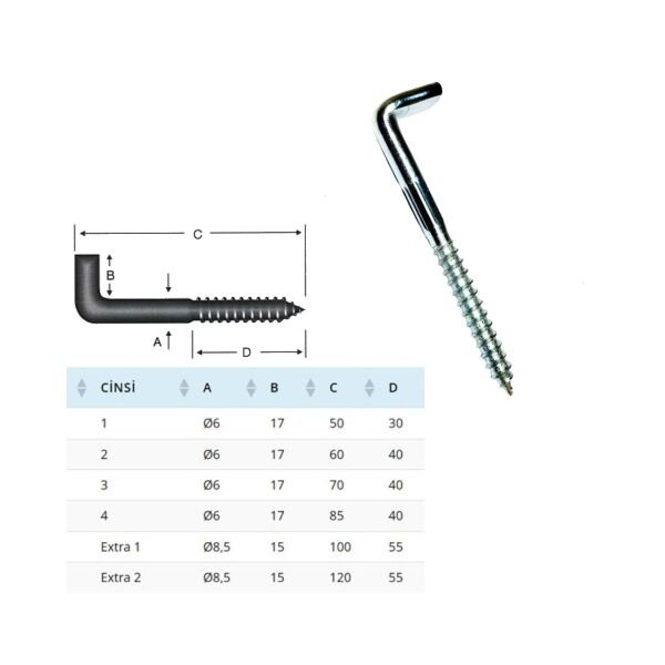 5.8x50 Şofben Askı Vidası