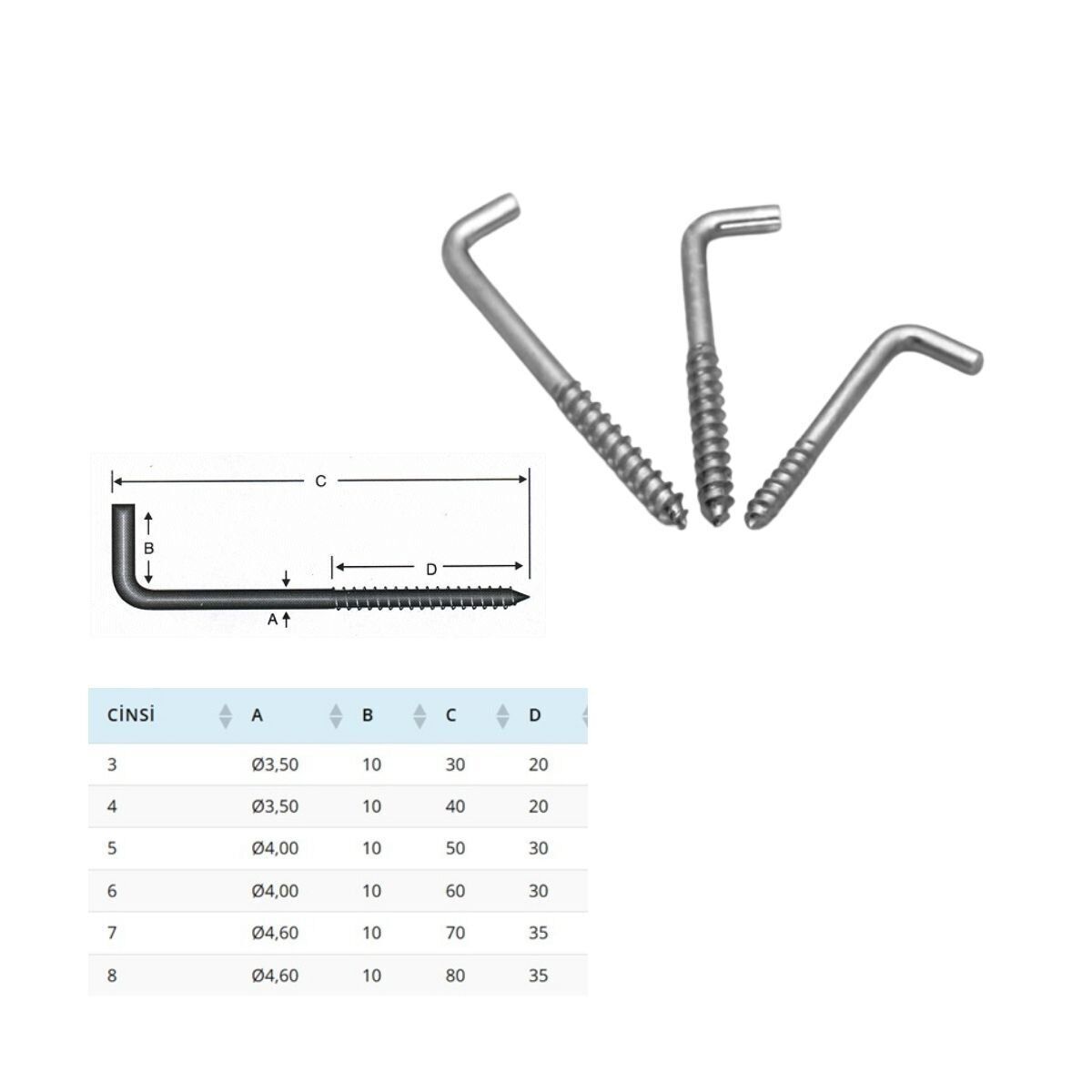 4.0x50 Vidalı Korniş Çivisi