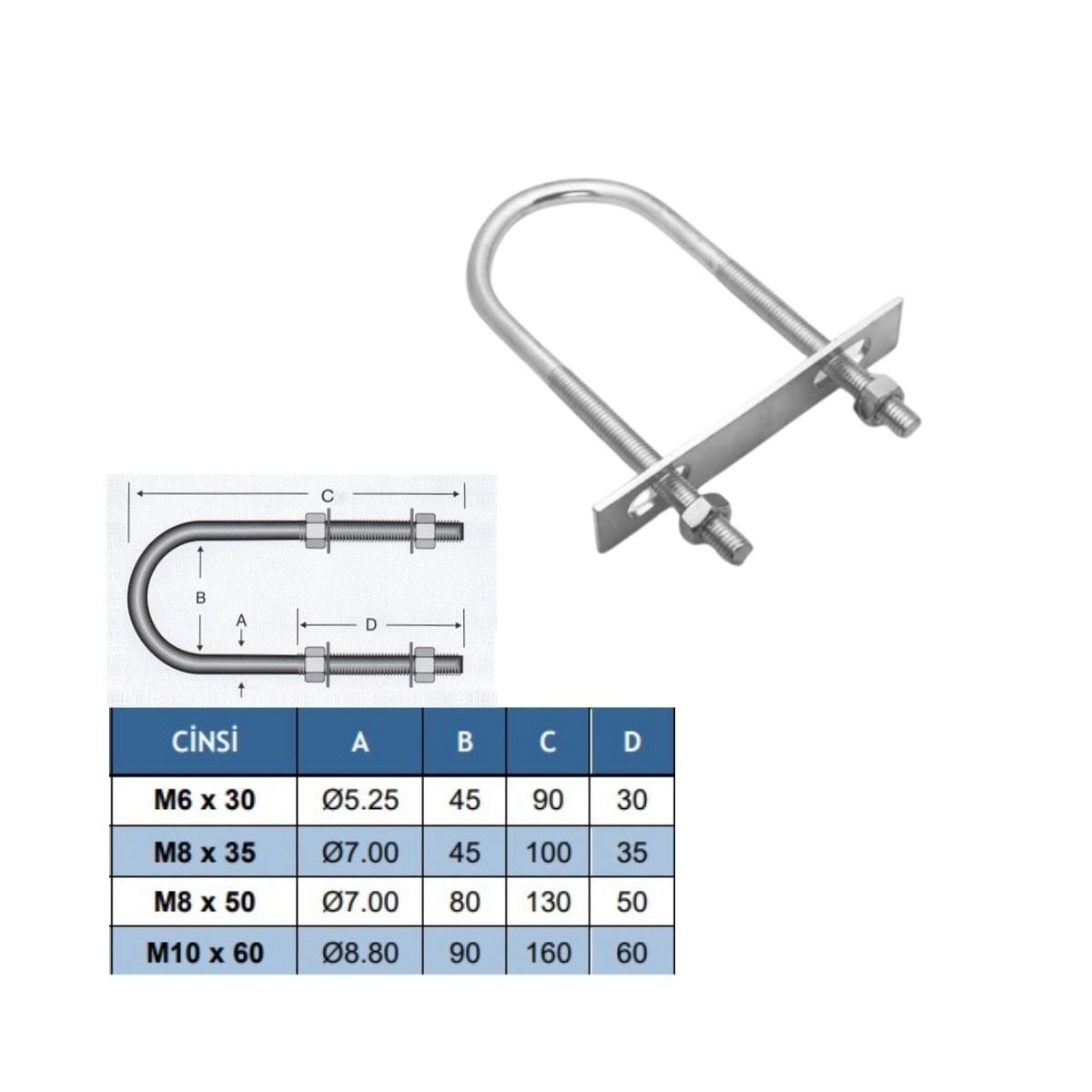 M6 x 30 ''U'' Cıvata