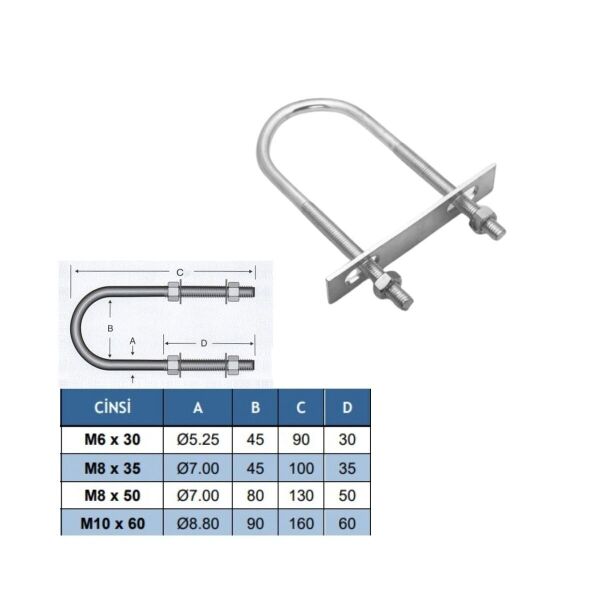 M10 x 60 ''U'' Cıvata