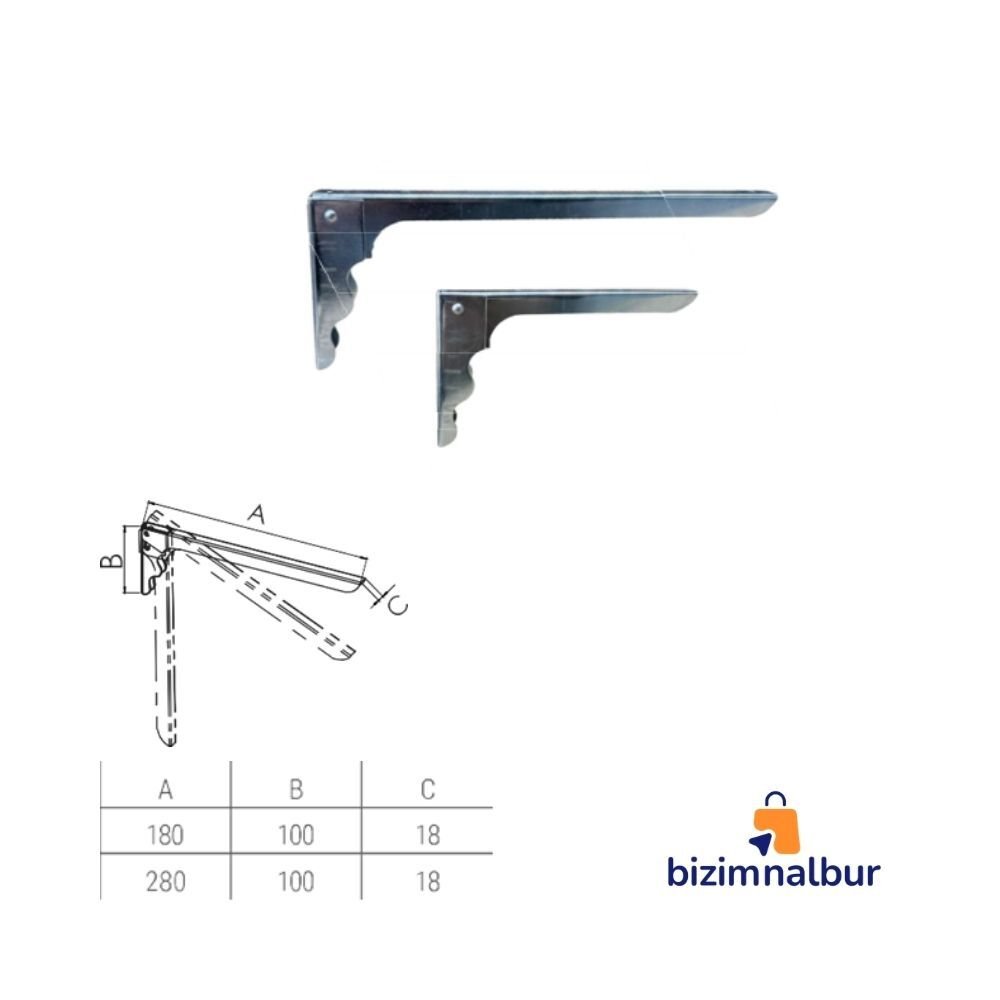 1 No 180x100 Katlanır Raf Altı Çinko