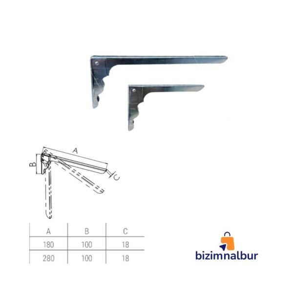 1 No 180x100 Katlanır Raf Altı Çinko