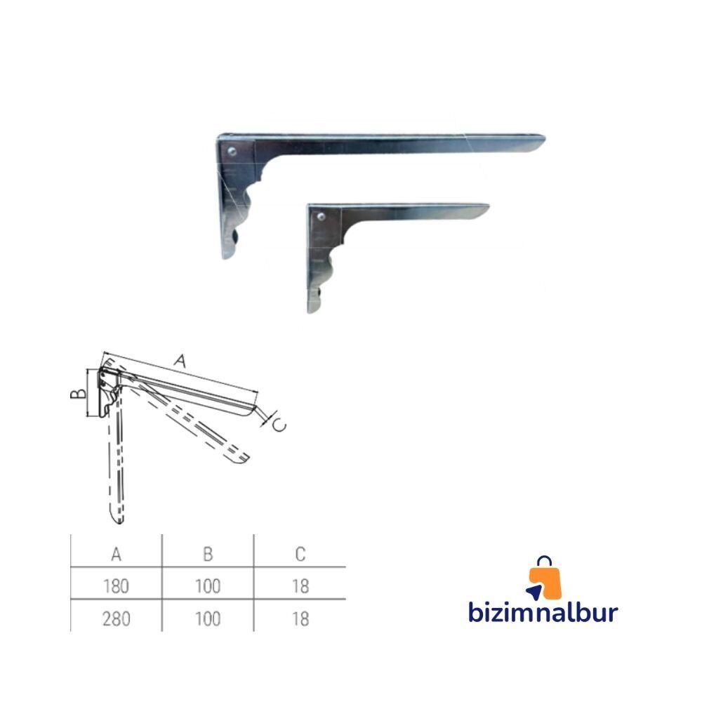 2 No 280x100 Katlanır Raf Altı Çinko