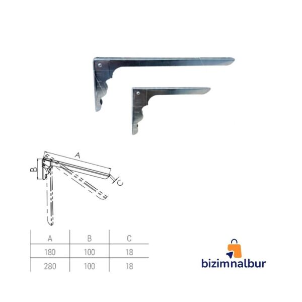 2 No 280x100 Katlanır Raf Altı Çinko