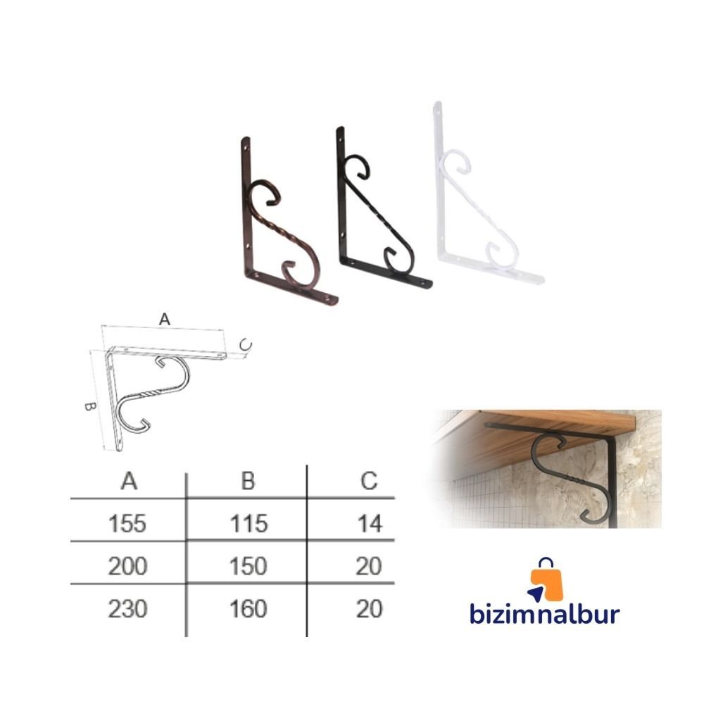 2 No 200x150 Ferforje Raf Altı Beyaz