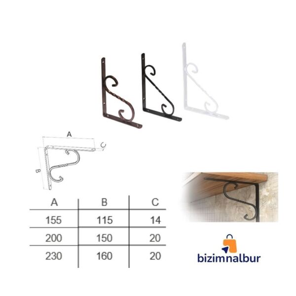 3 No 230x160 Ferforje Raf Altı Beyaz