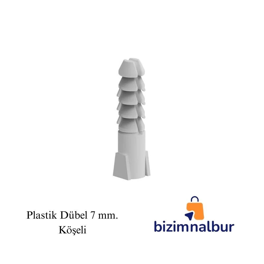 Plastik Dübel 7 mm. Köşeli