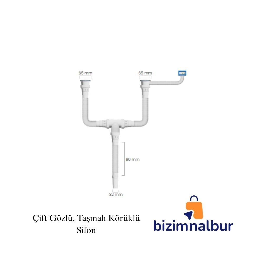 Lüks Rekorlu Lavabo Sifonu Çift Gözlü Taşmalıklı & Damlalıklı