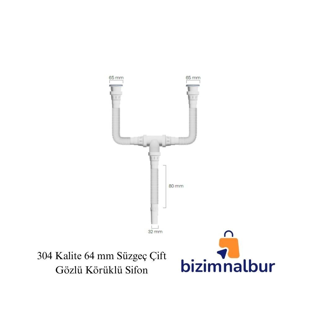 Lüks Rekorlu Lavabo Sifonu Çift Gözlü