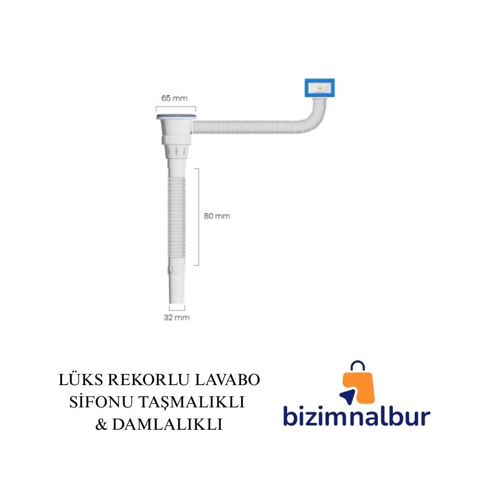 Lüks Rekorlu Lavabo Sifonu Taşmaklı & Damlalıklı