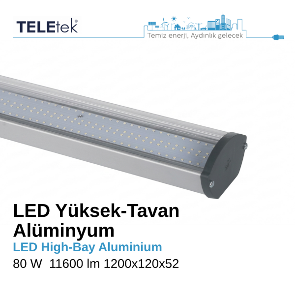 LED Yüksek Tavan Aydınlatma 120 cm Beyaz Tasarruflu Alüminyum Armatür