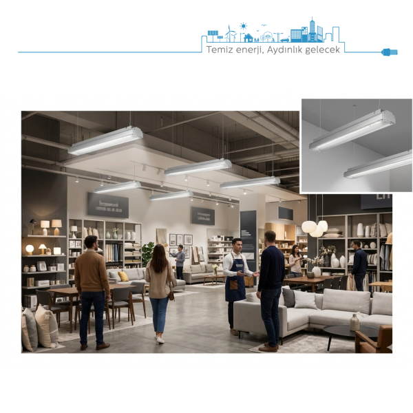 LED Yüksek Tavan Aydınlatma 120 cm Beyaz Tasarruflu Alüminyum Armatür